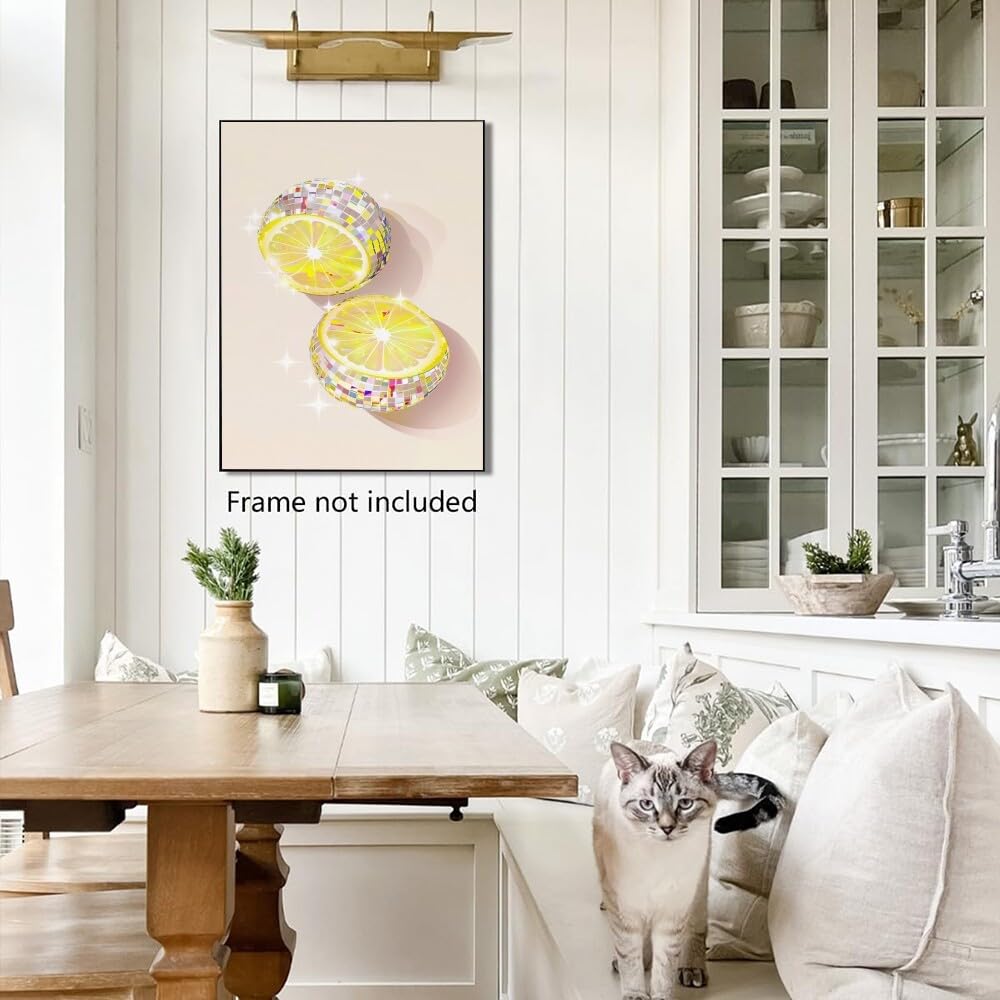 Disco Ball Fruits Canvas Print – Trendy Glam Wall Art