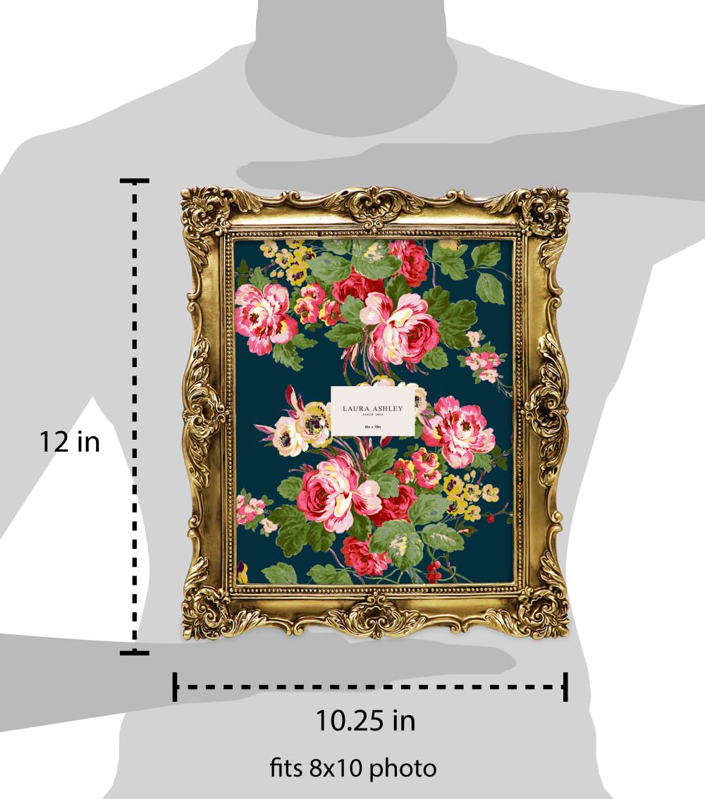 Laura Ashley 2x3 Ornate Resin Picture Frame – Handcrafted Floral Design with Easel for Tabletop and Wall Display