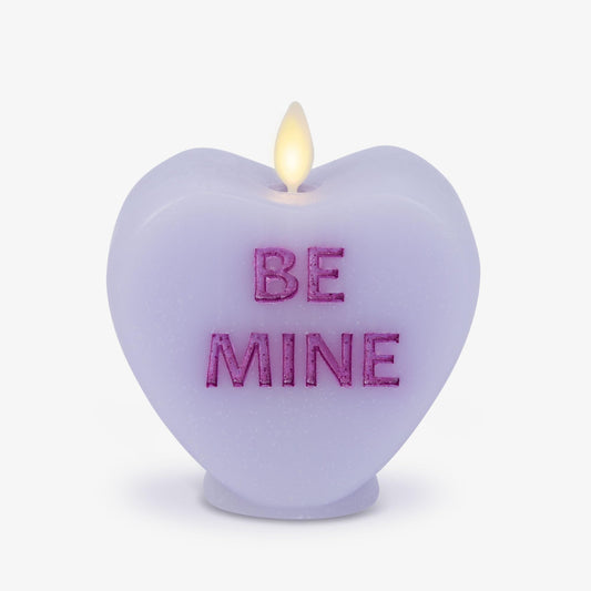 Candy Heart Candle- Flameless Real-Flame Romantic Battery Operated LED Decor - 3.5" x 4.5"