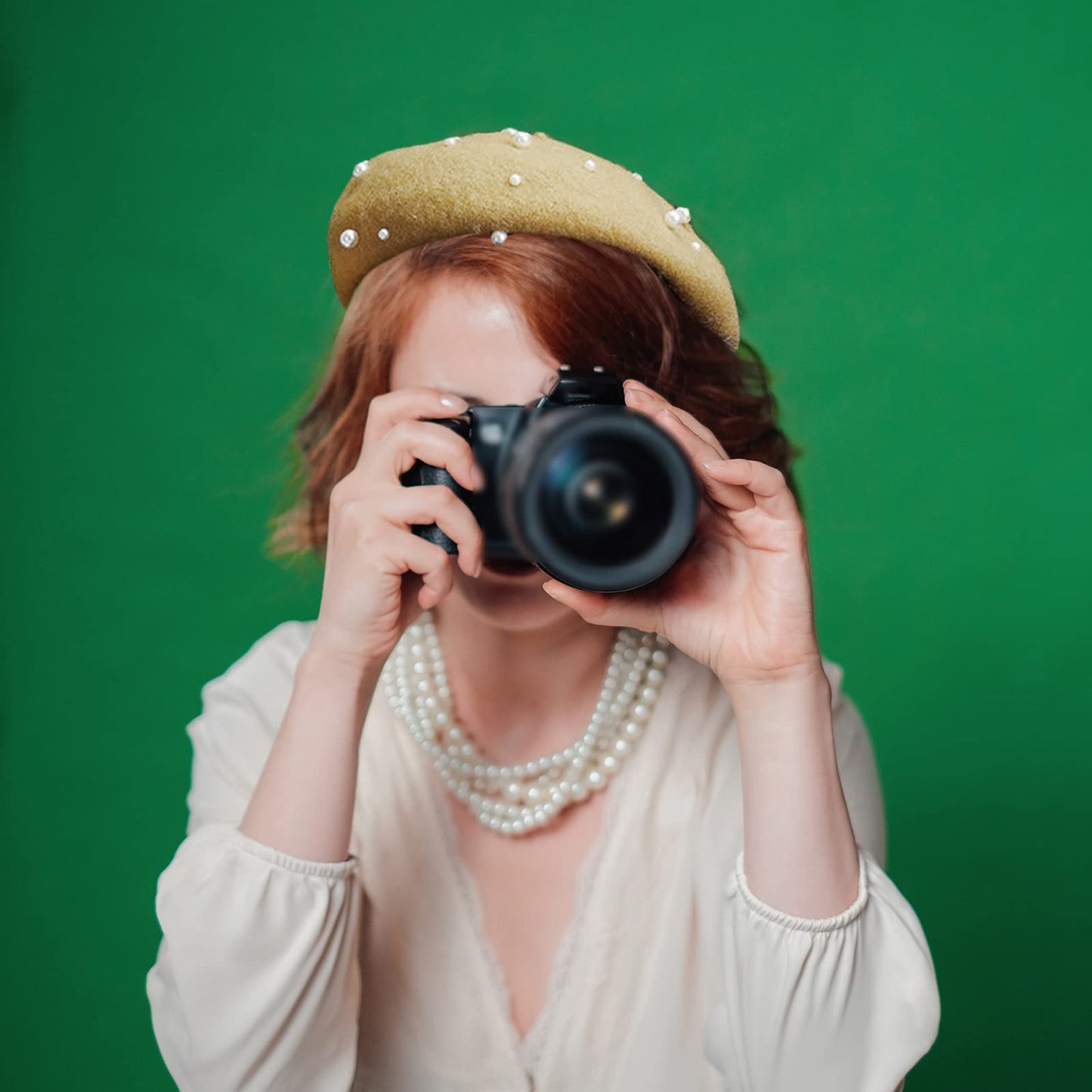 Women Pearl Beret Cap