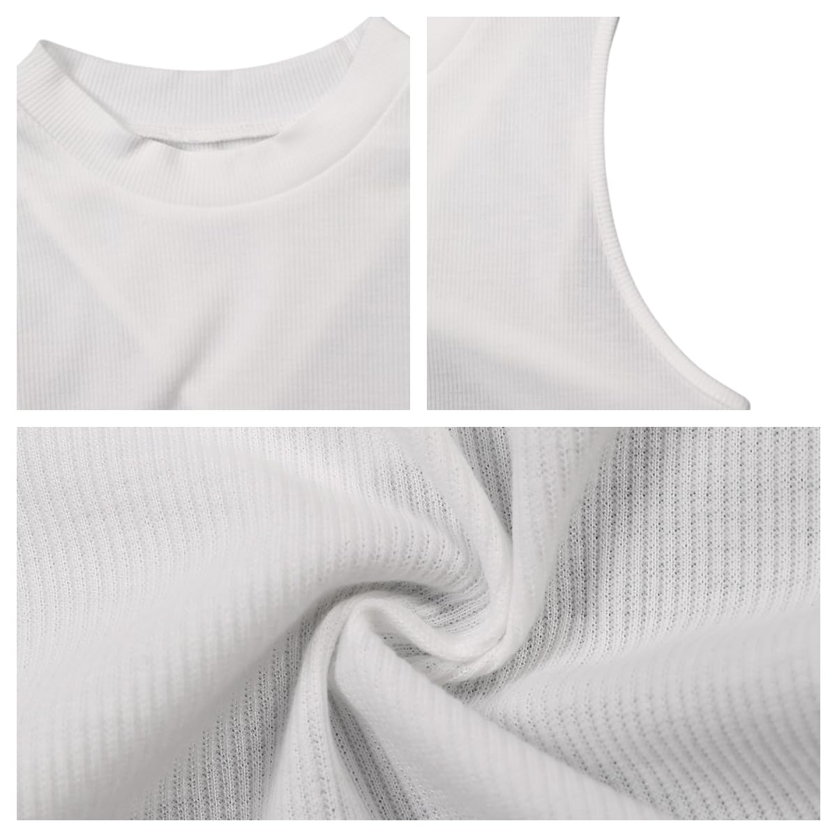 Crewneck Ribbed Knit Tie Back Crop Tank Top