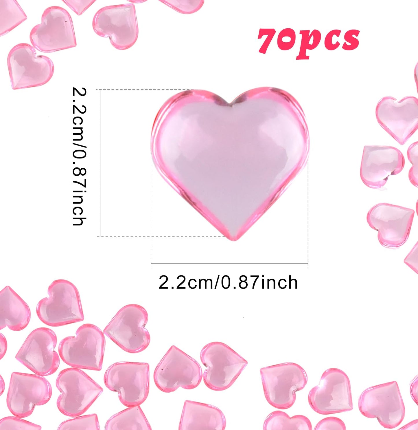 Red and Pink Acrylic Heart Shaped Gems for Valentine's Day and Wedding Decorations 210-Piece