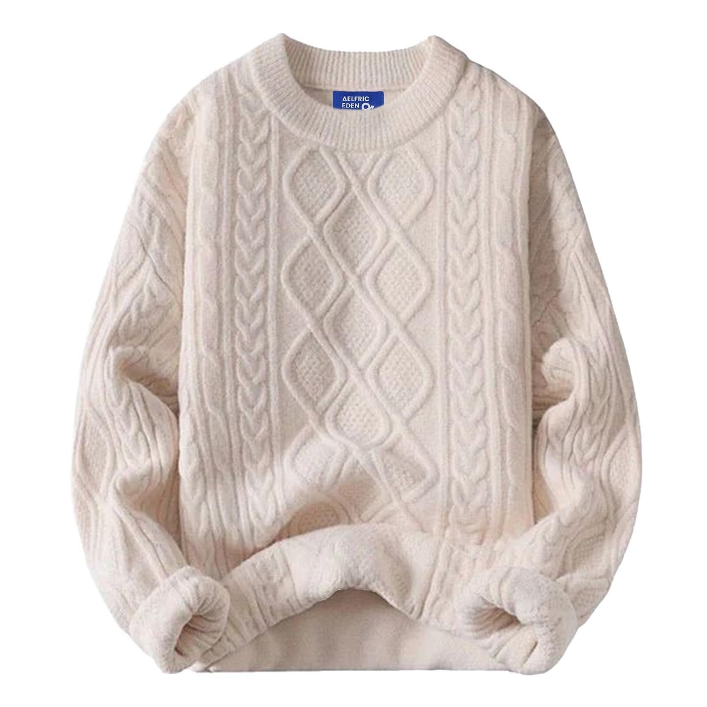 Oversized Sweater 90s Vintage Cable Knit Long Sleeve Women Woven Heavy Crewneck Pullover