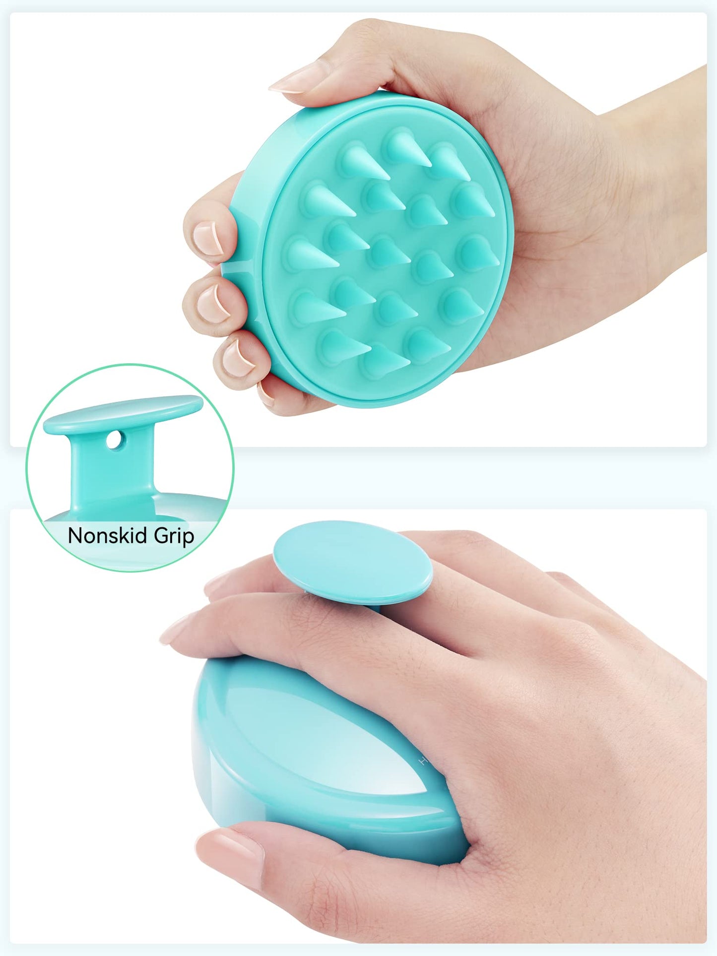 Shampoo Scalp Brush Massager - Scalp Scrubber with Soft Silicone Bristles for Hair Growth & Dandruff Removal