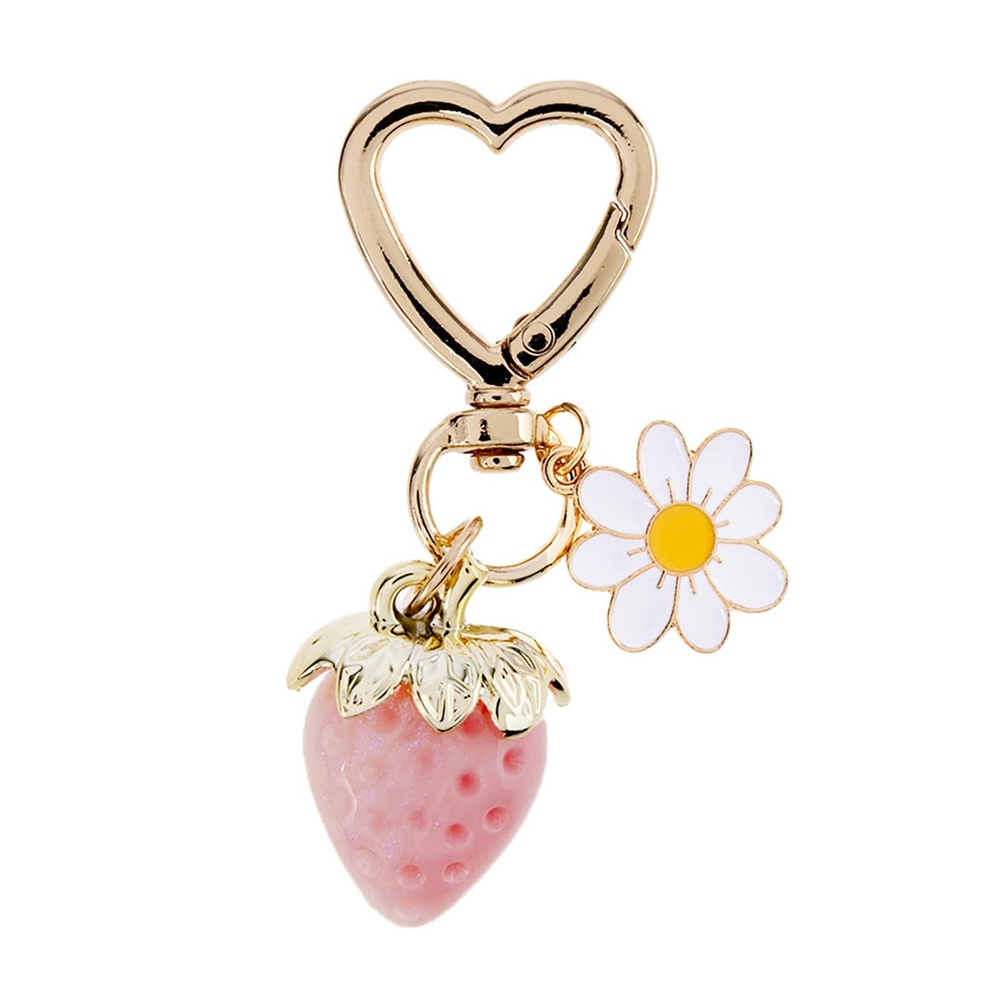 Cute Strawberry Keychain, Kawaii Heart Flower Daisy Keychain