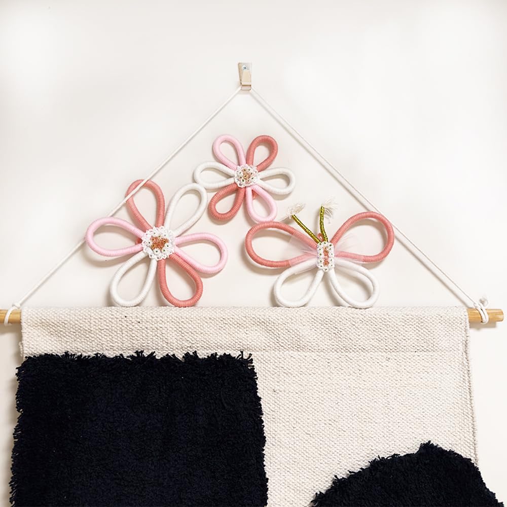 Daisy Flower Butterfly Wall Hanging Pendant 3 PCS