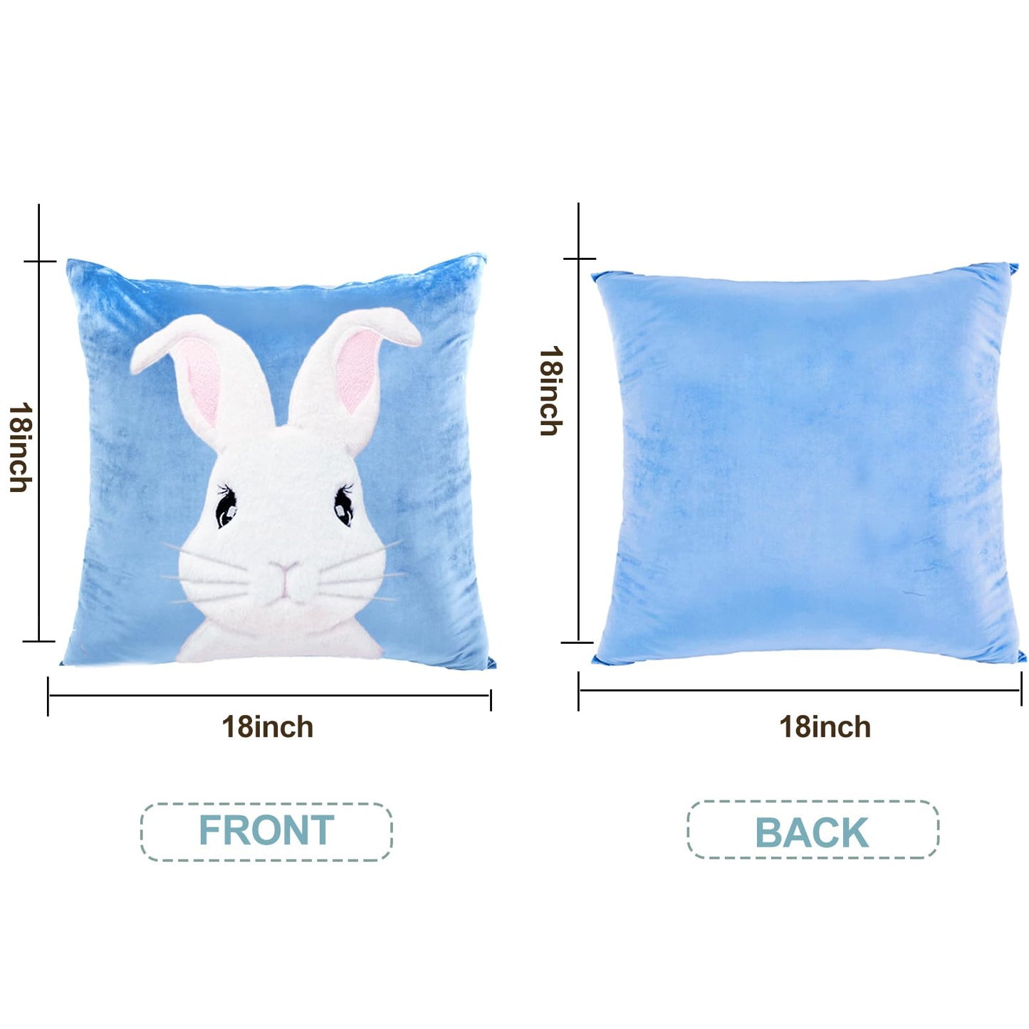 Embroidered 3D Bunny Rabbit Throw Pillowcase Velvet Spring Easter Pillow Covers