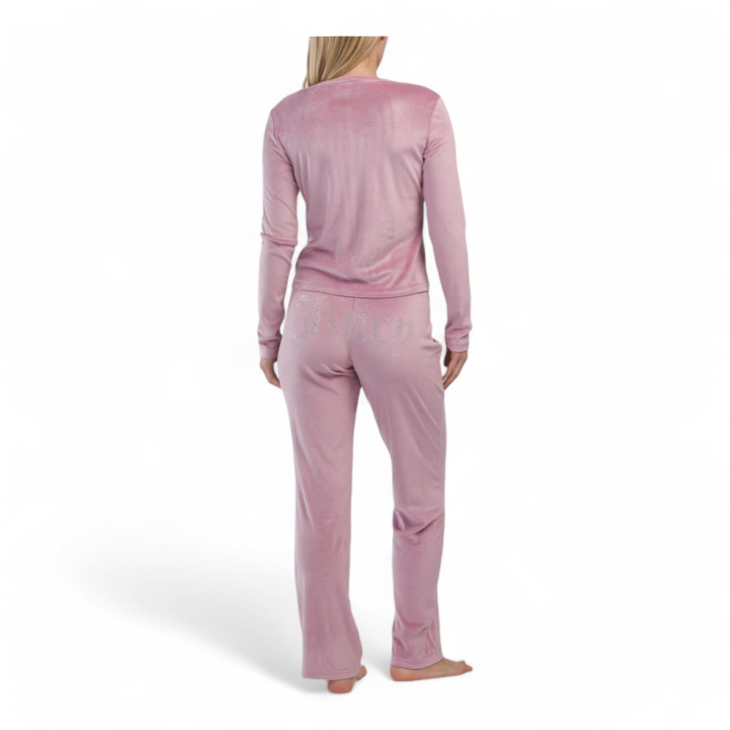 Juicy Couture Women’s Velvet Fleece Pajama Set with Long Sleeve Top and Pants