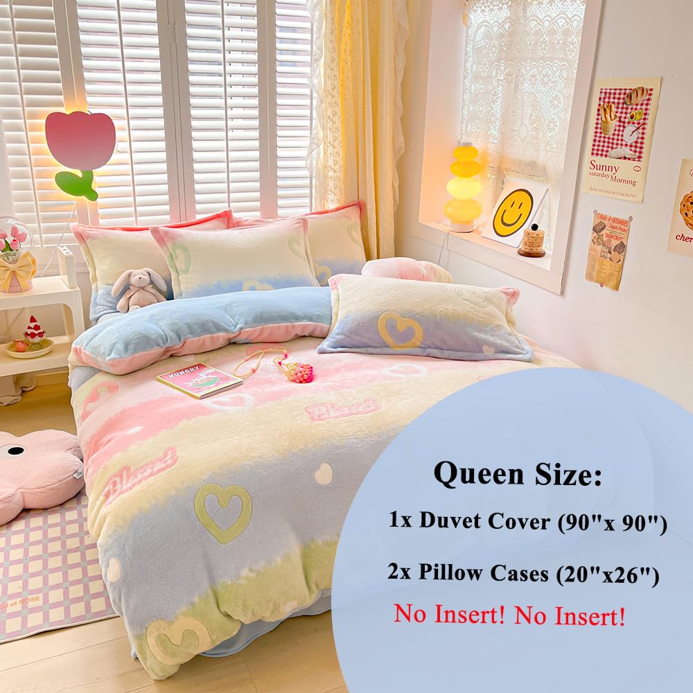 Kawaii Twin Duvet Cover Set – Soft Reversible Bedding with Fluffy Comforter Cover