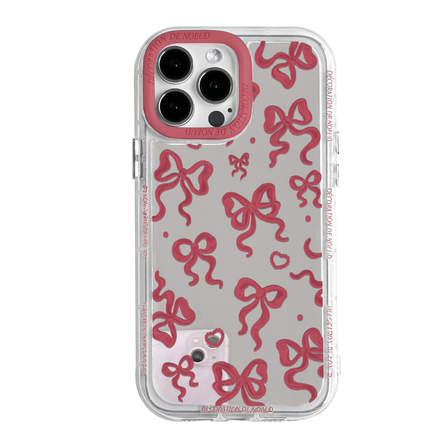 Cute Mirror Bow Love Heart Pattern -  Shockproof Silver Protective Phone Cover