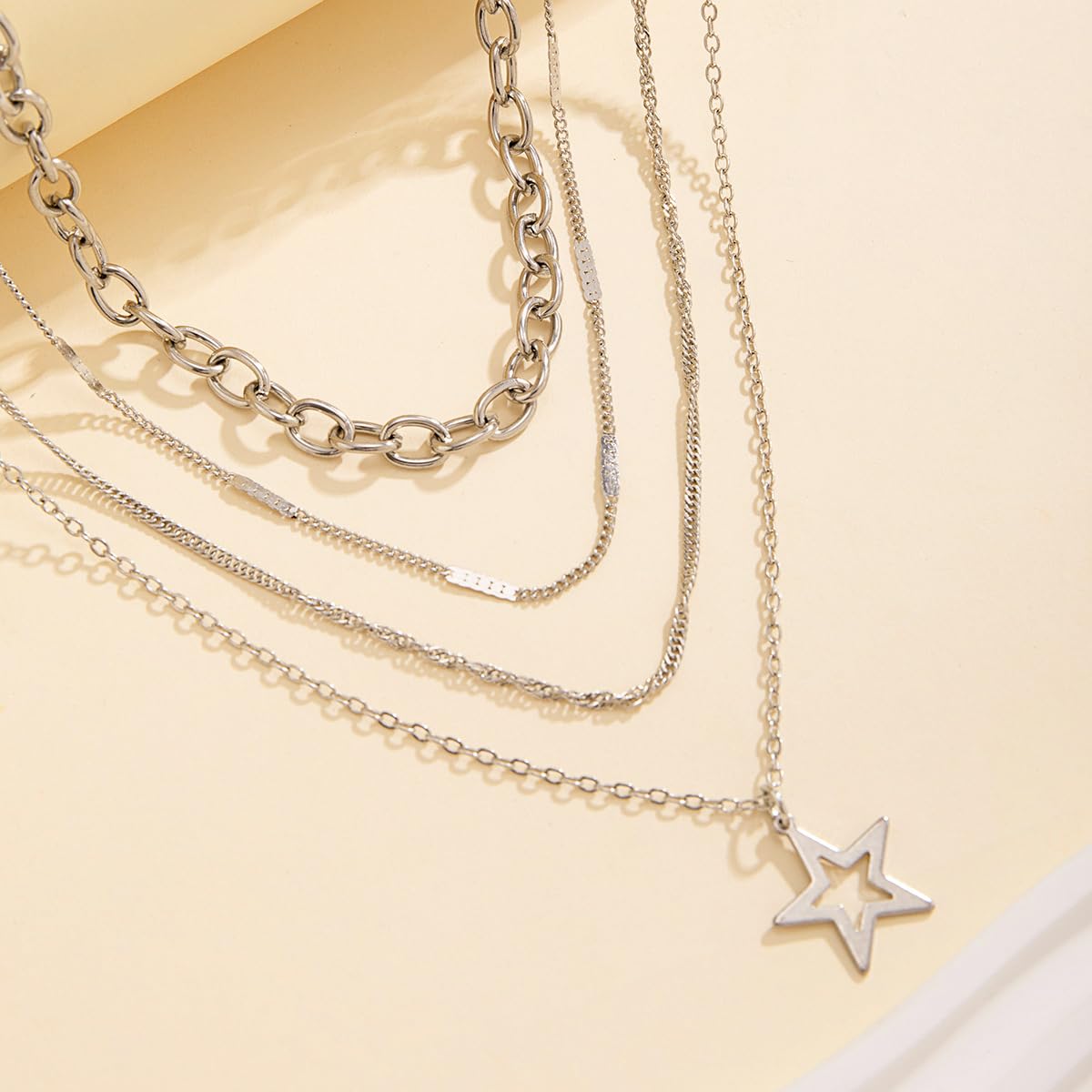 Silver Star Necklace Set