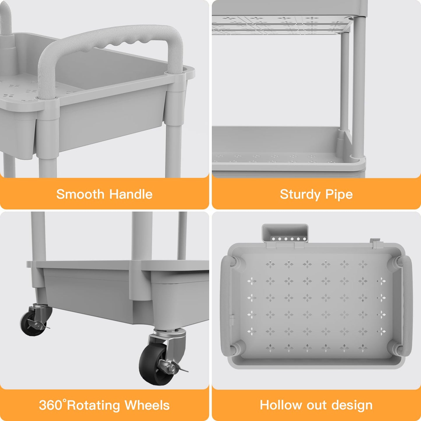 Rolling Utility Cart with Drawer,Storage Cart with Iron Wheels