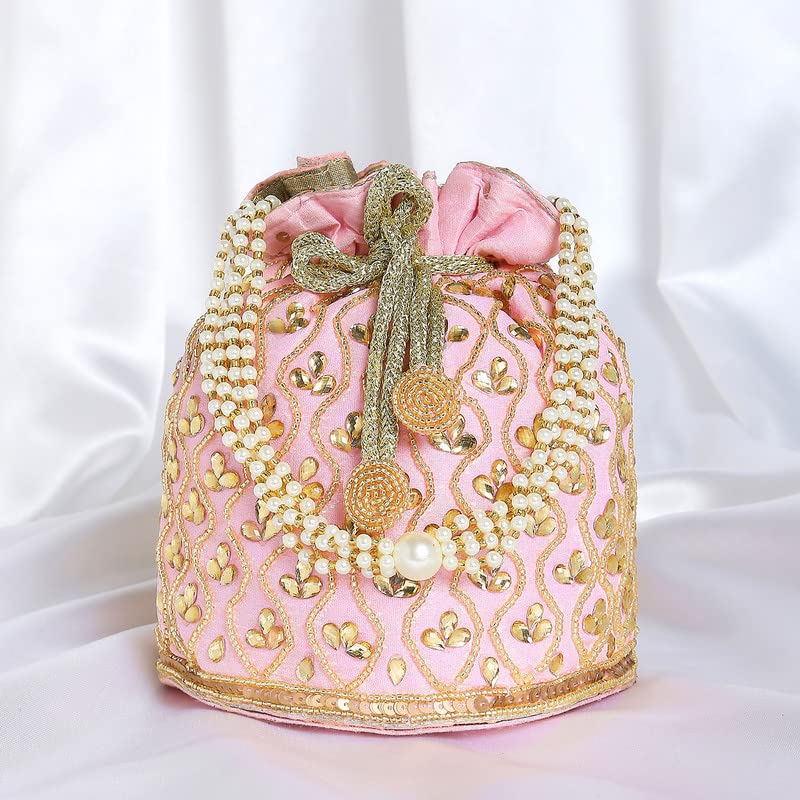 Handmade Aheli Potli Bag – Elegant Evening Wristlet & Bridal Handbag