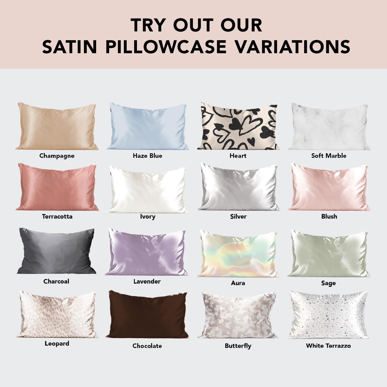 Satin Pillowcase with Zipper Standard Size 19"x26"