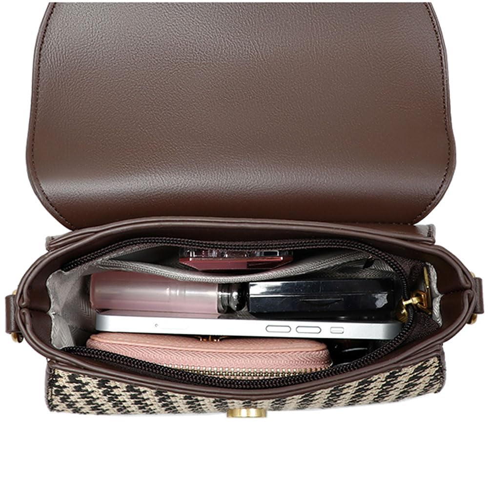 Contrast Color Striped Saddle Crossbody Shoulder Underarm Satchel Handbag