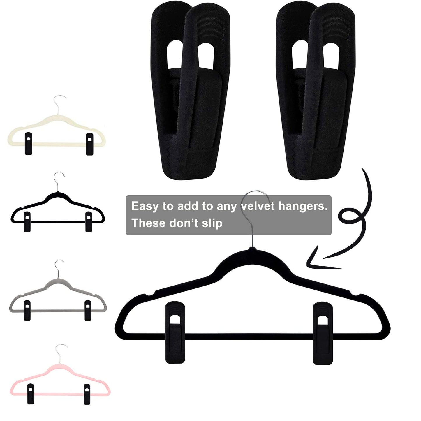 Light Velvet Hangers Clips 20 PCS, Non-Slip Velvet Clip