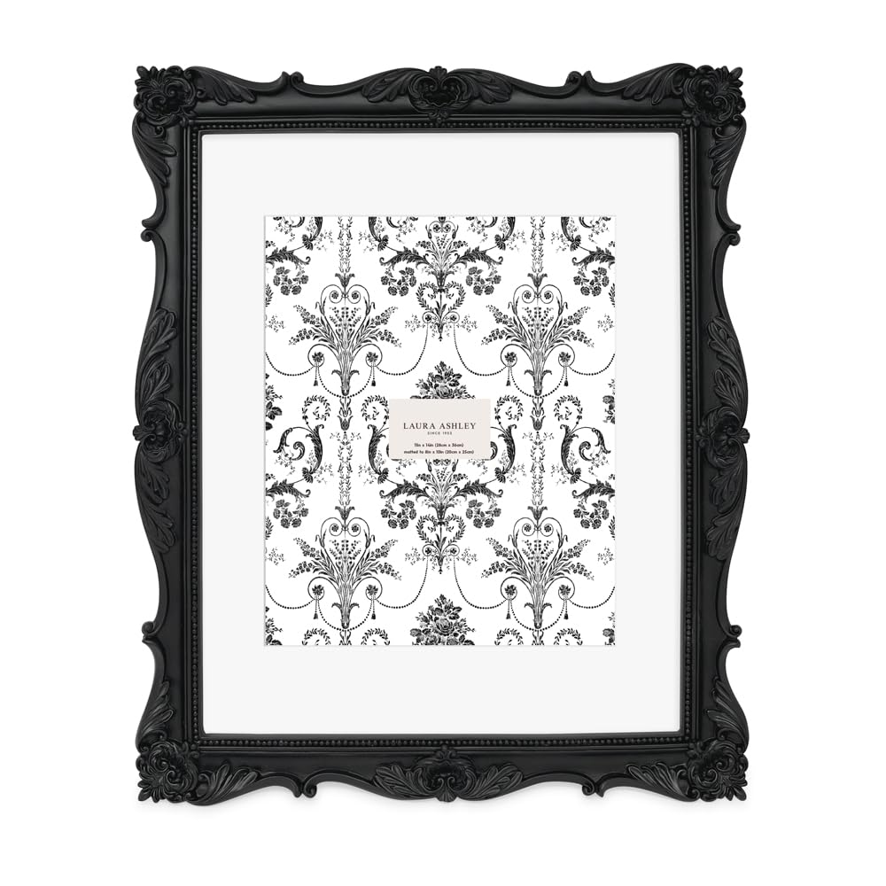 Laura Ashley 2x3 Ornate Resin Picture Frame – Handcrafted Floral Design with Easel for Tabletop and Wall Display