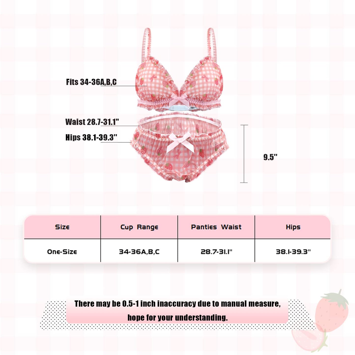 Women Cute Lingerie Set - Sweet Bikini Wirless Bra and Panty 100% Cotton