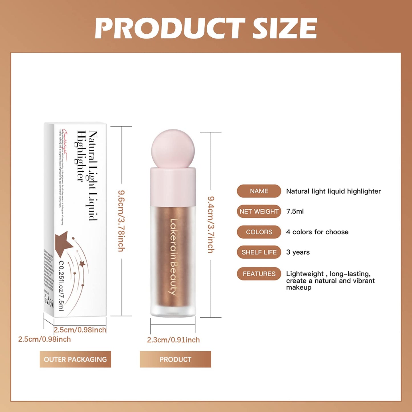 Liquid Highlighter Makeup - Lightweight Blendable Cream Face Body Liquid Illuminator Bronzer