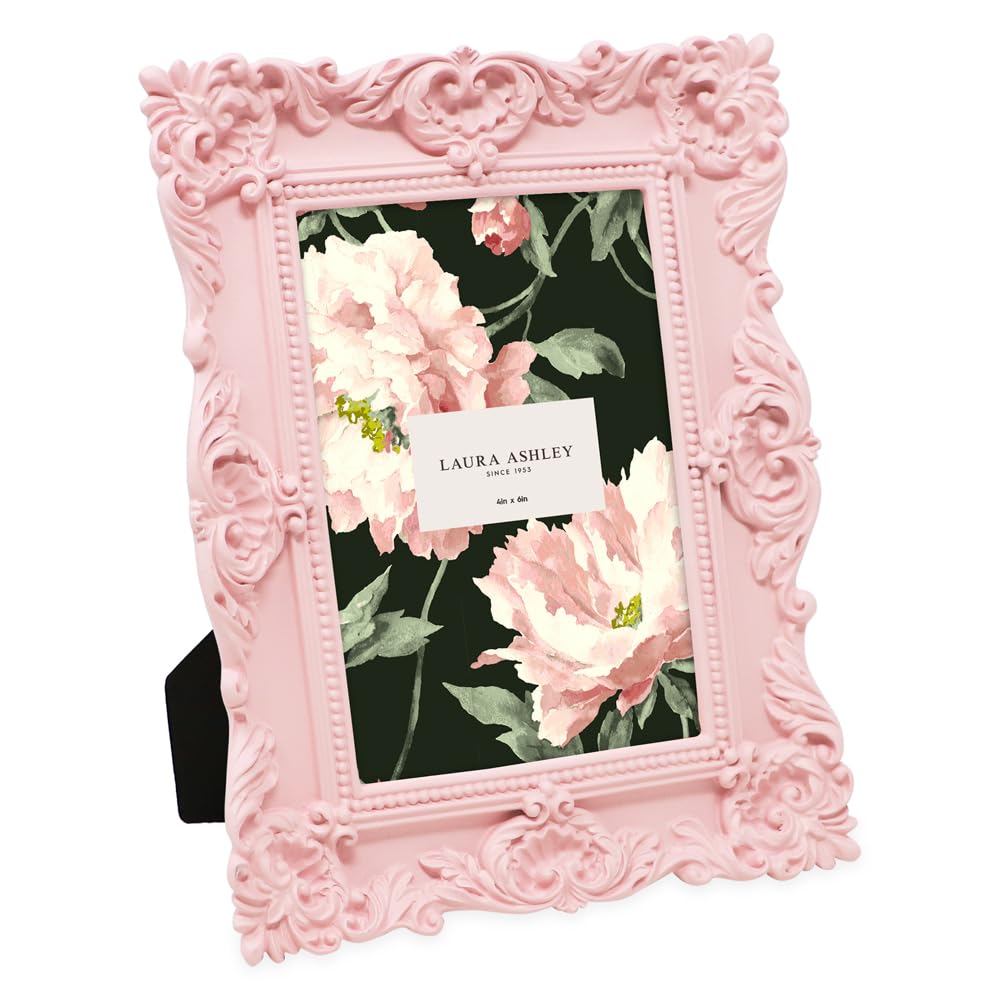 Laura Ashley 2x3 Ornate Resin Picture Frame – Handcrafted Floral Design with Easel for Tabletop and Wall Display