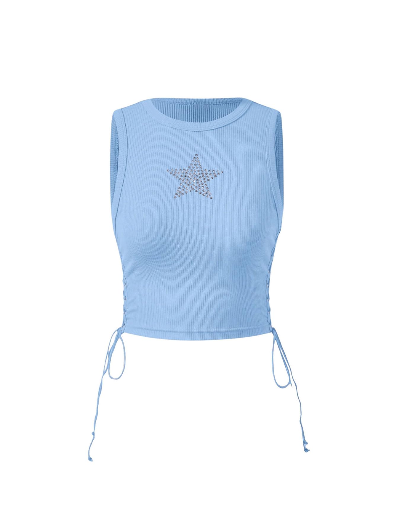 Women's Tank Tops Y2K Sleeveless Ribbed Star Crop Tank Top