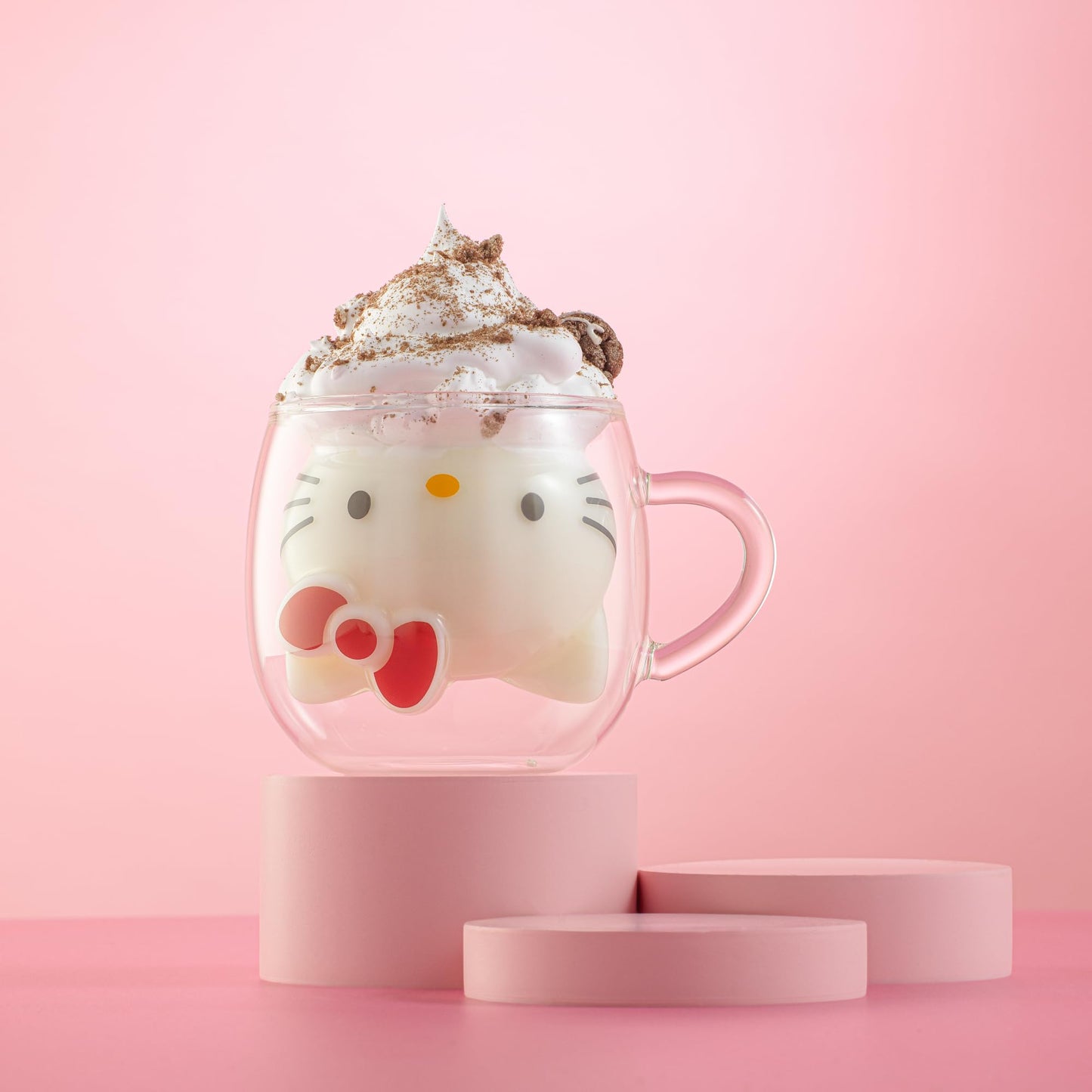 Hello Kitty 3D Espresso Cup, 5.5 oz Double Wall Glass Cup with 3D Design