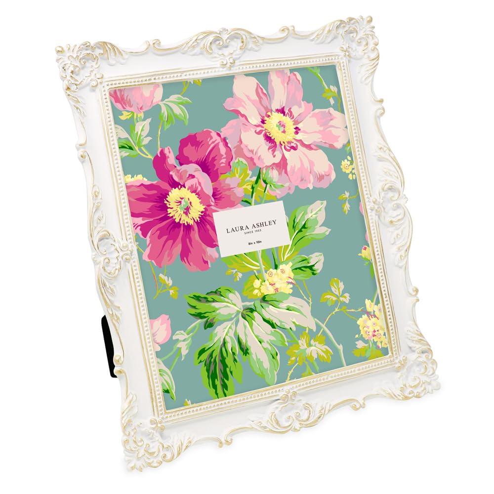 Laura Ashley 2x3 Ornate Resin Picture Frame – Handcrafted Floral Design with Easel for Tabletop and Wall Display