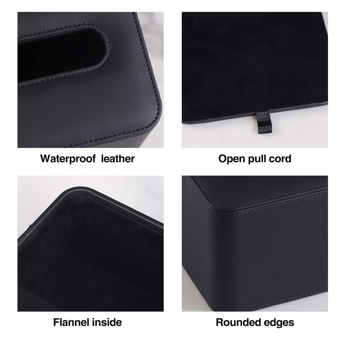 Square Tissue Box Cover with Magnetic Closure - PU Leather