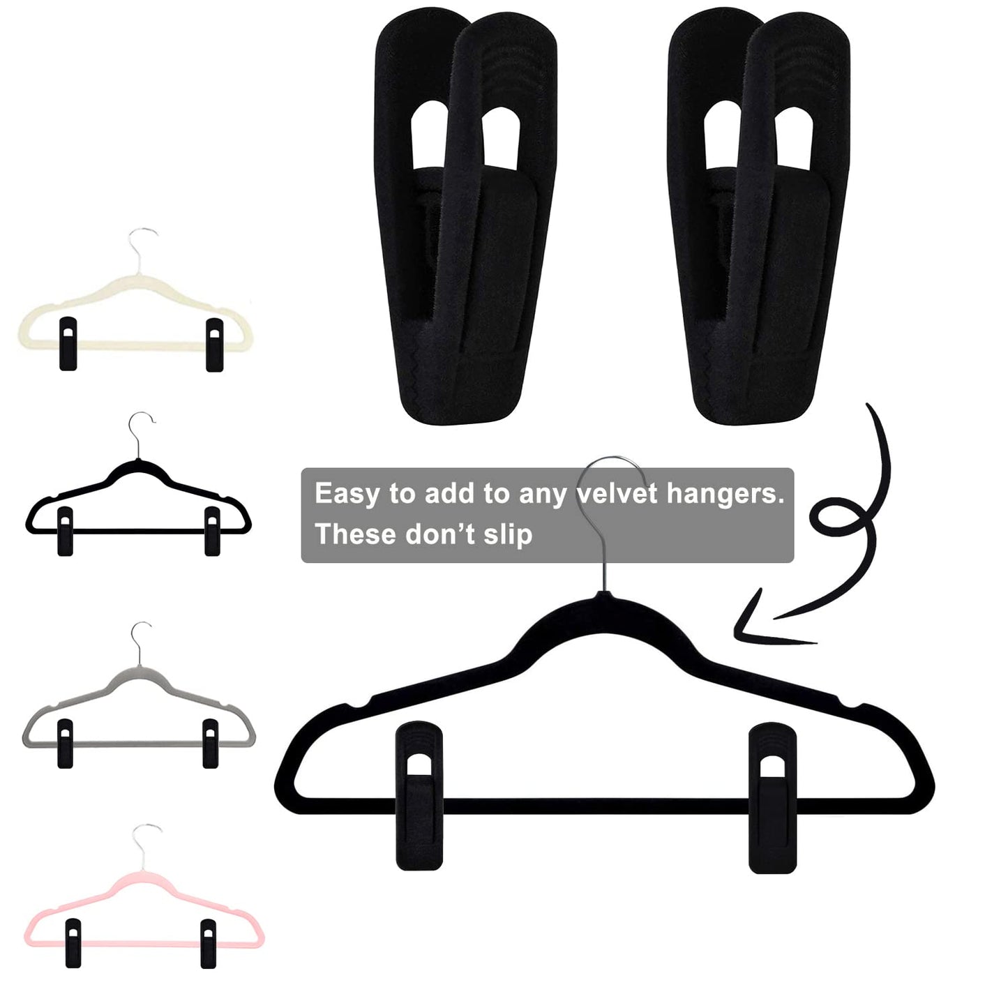 Light Velvet Hangers Clips 20 PCS, Non-Slip Velvet Clip