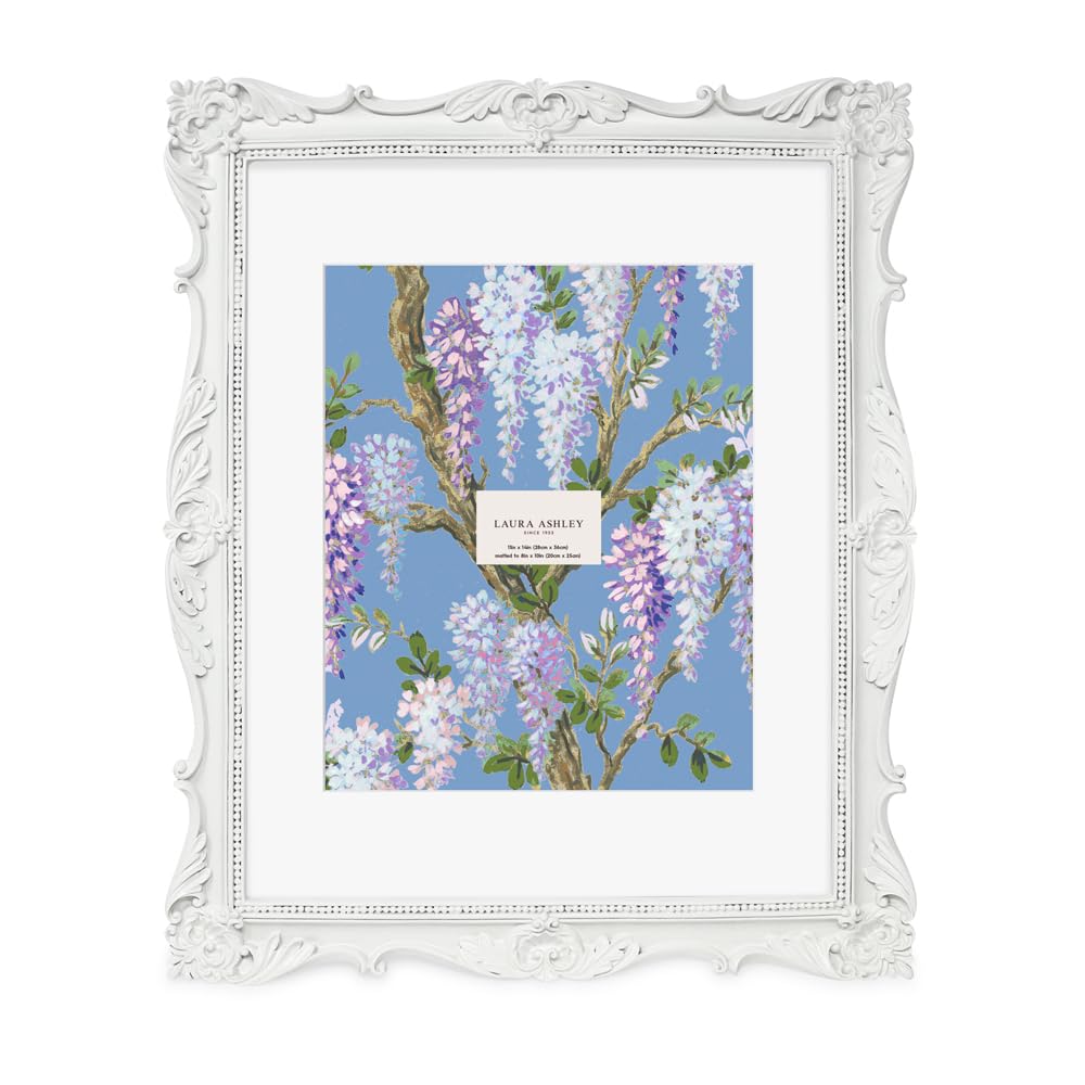 Laura Ashley 2x3 Ornate Resin Picture Frame – Handcrafted Floral Design with Easel for Tabletop and Wall Display