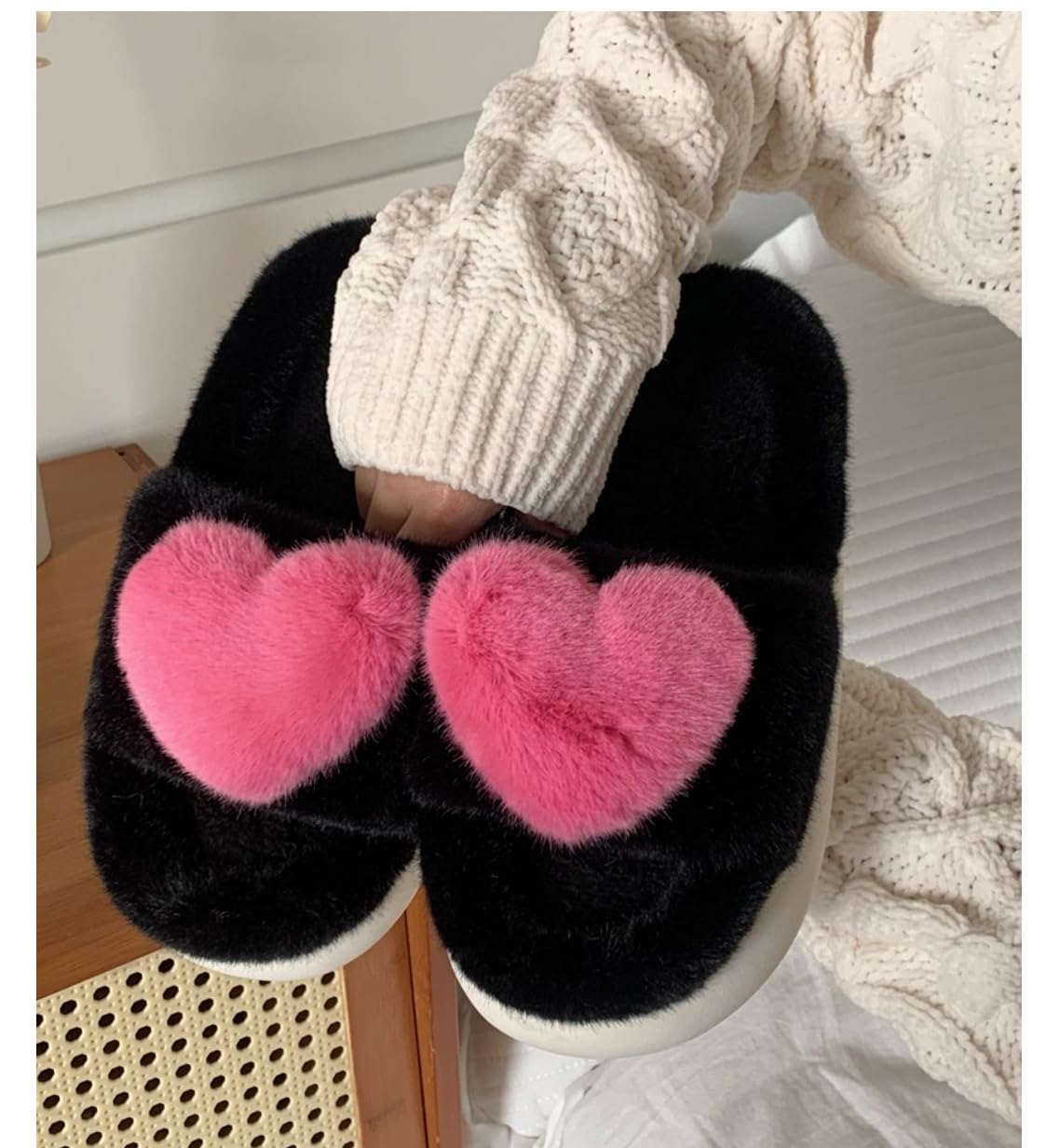 Coquette Aesthetic Slippers Cute Slippers Kawaii House Slippers Heart Fluffy