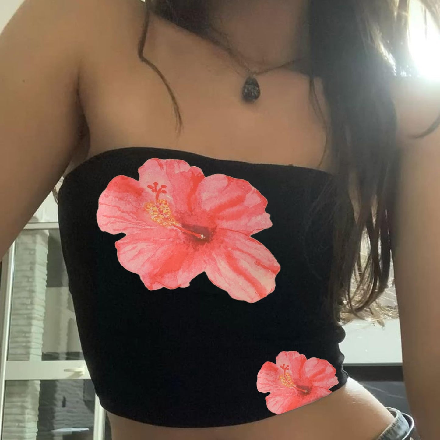 Women Y2k Floral Tube Tops Flower Print Strapless Sleeveless Bandeau Tops