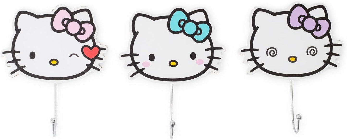 Sanrio Hello Kitty "Pretty Bows" Die-Cut Wall Hooks Coat Hanger Storage Rack Organizer | Ready To Hang Wall Mount Decor