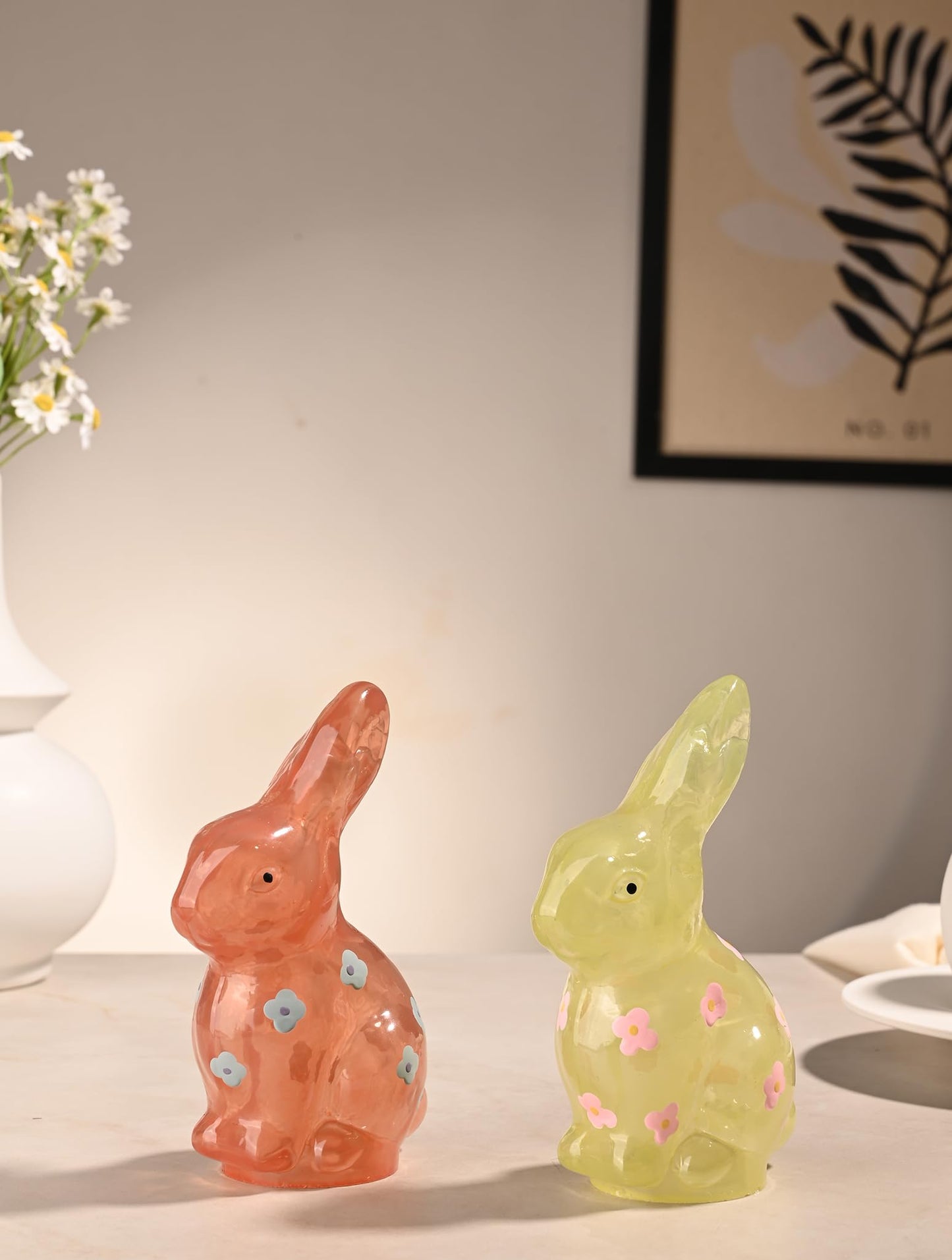 Easter Bunny Figurine Decoration, Ceramic Rabbit Statues, Aesthetic Decor Home Decor