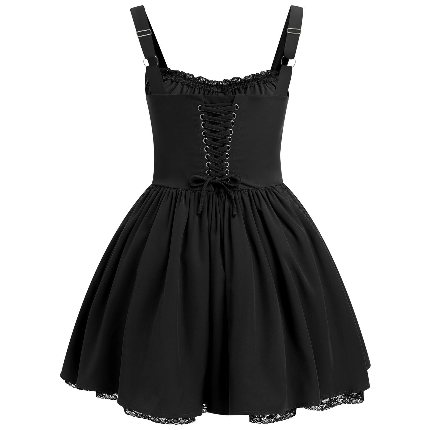 Women's Spaghetti Strap Corset Mini Dress – Backless, Lace-Up, Low-Cut Ruffle Sundress