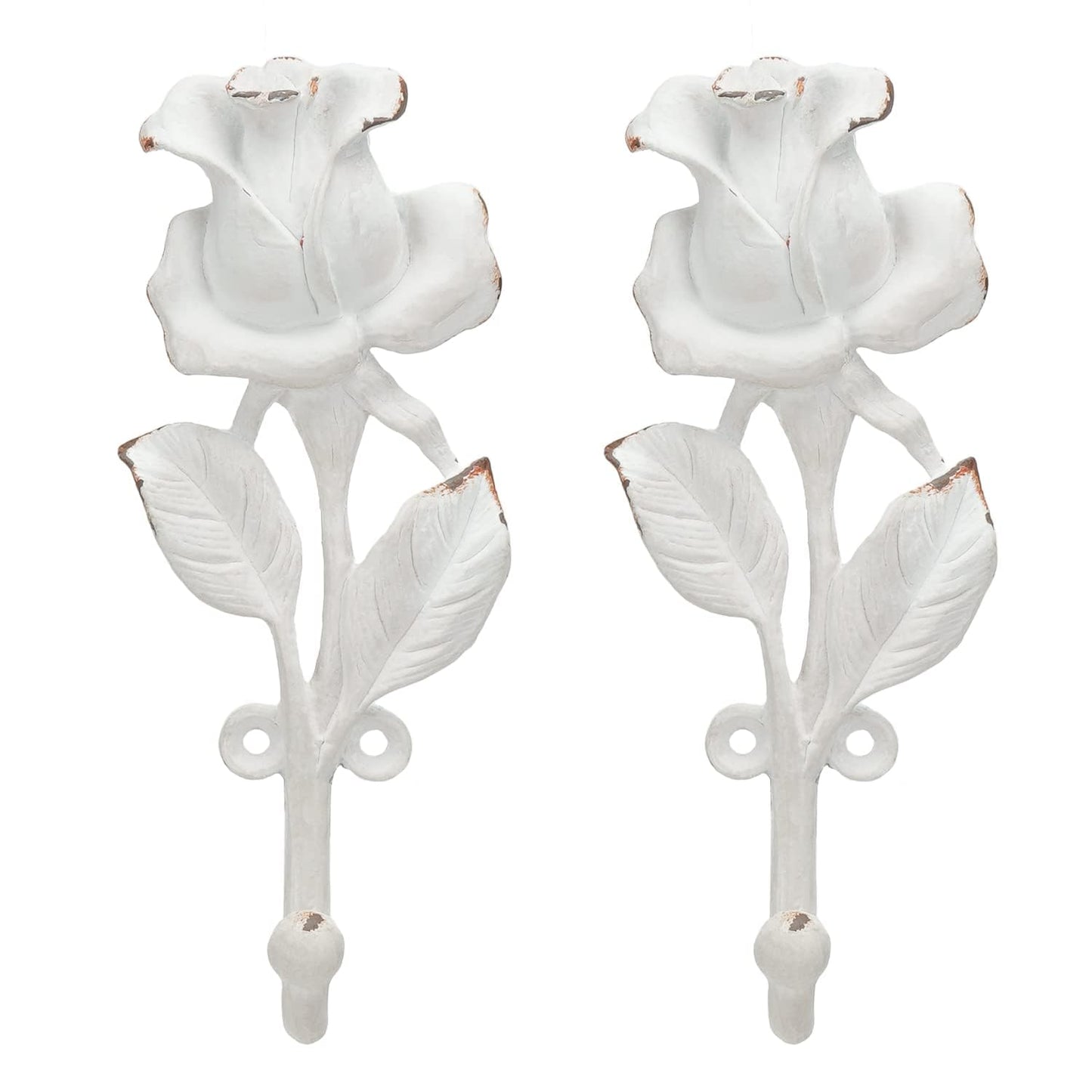 Single Hooks 3D Flower Retro Ornate Style for Room Wall Mounted Decoration 2Pcs