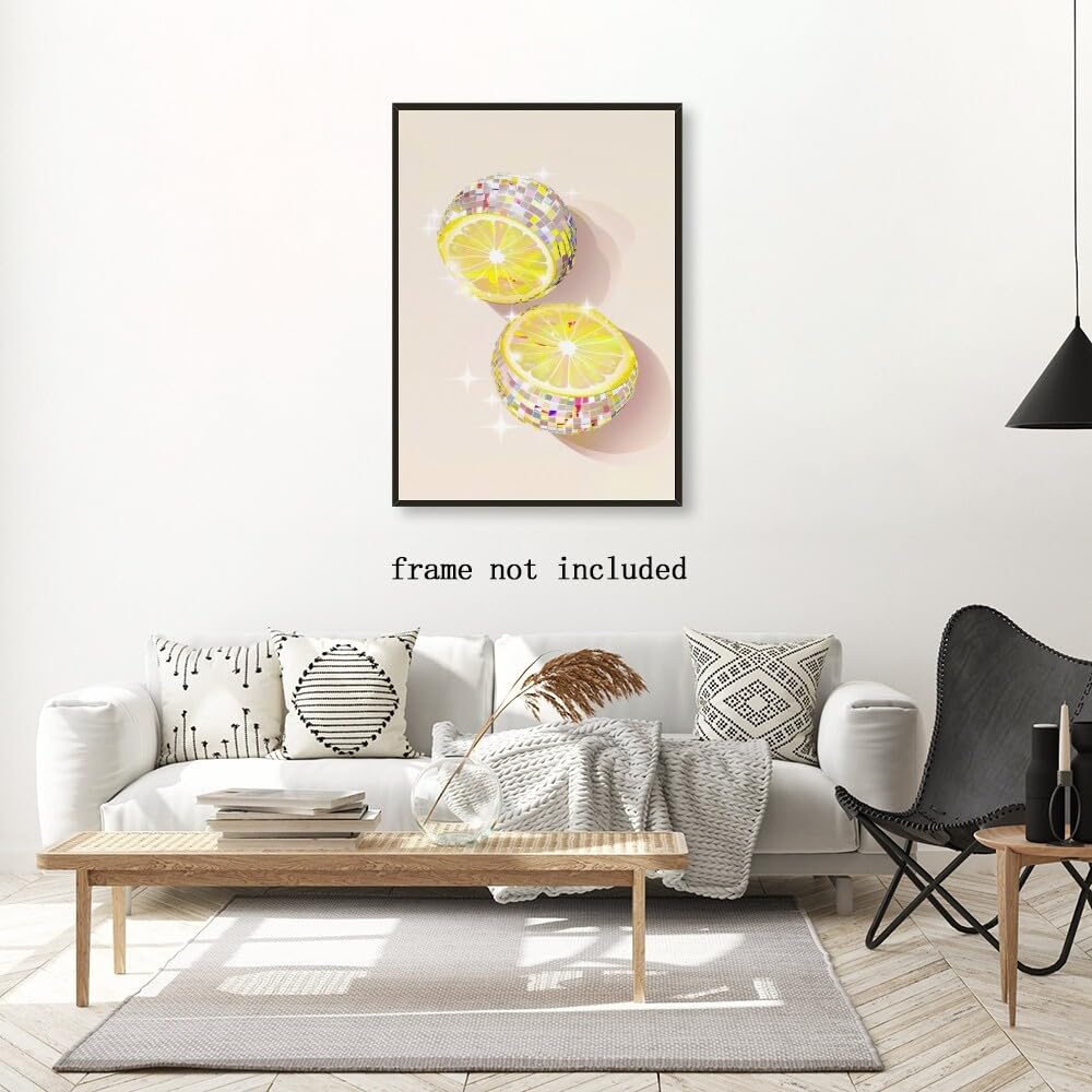 Disco Ball Fruits Canvas Print – Trendy Glam Wall Art