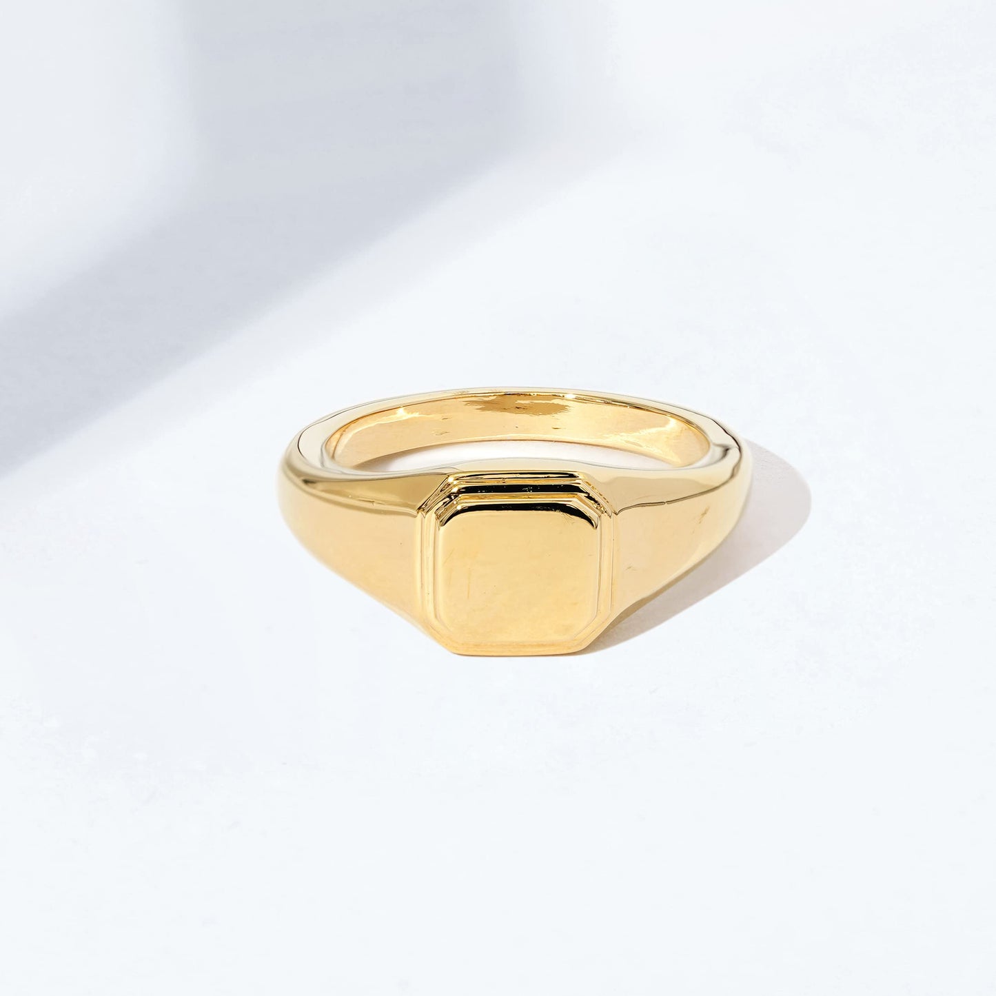 Plated 14K Sterling Silver Round Signet Ring