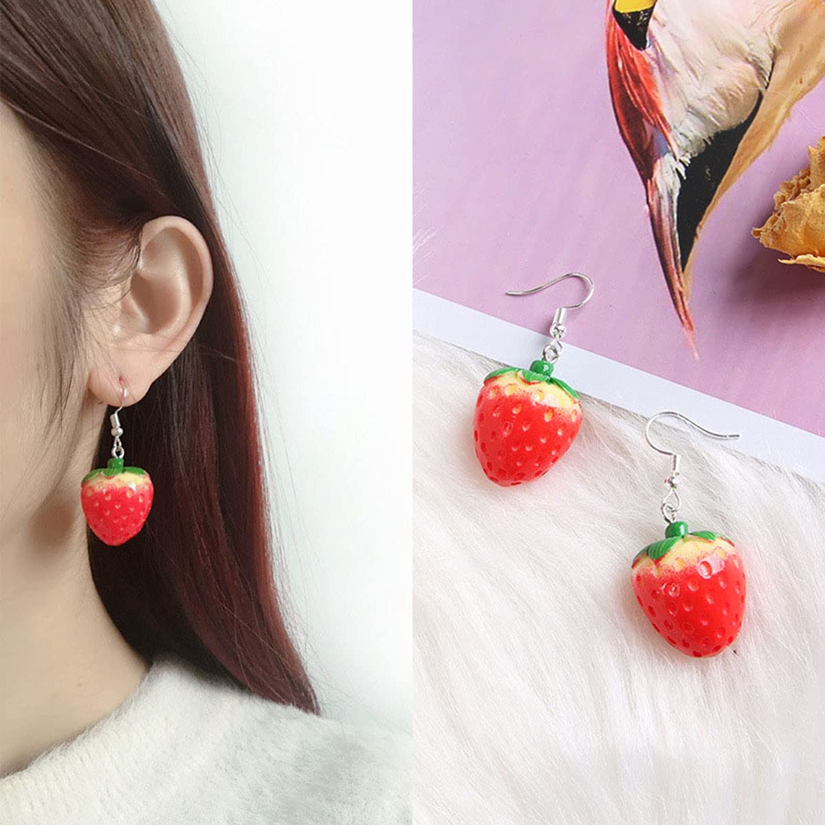 Fruit Jewelry Set - Necklace, Earrings, Ring, Bracelet; Cute Food Fruit Charm Jewelry for Woman