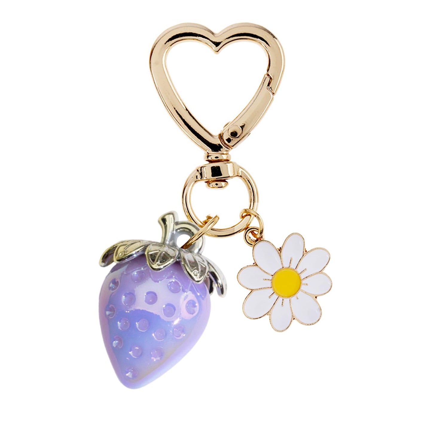 Cute Strawberry Keychain, Kawaii Heart Flower Daisy Keychain