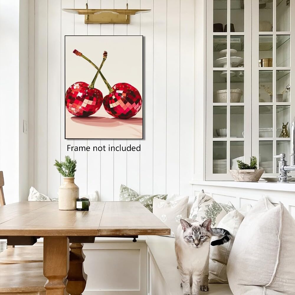 Disco Ball Fruits Canvas Print – Trendy Glam Wall Art