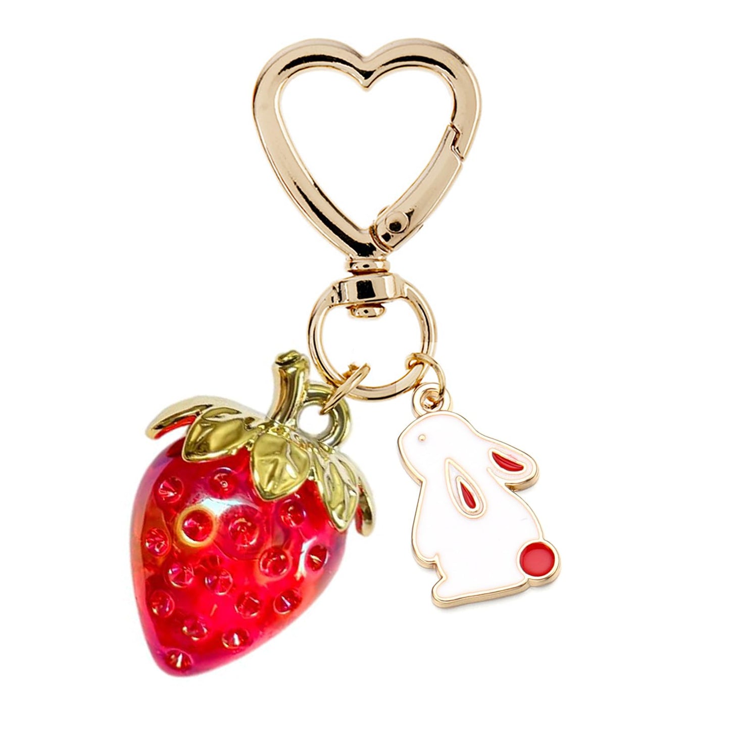 Cute Strawberry Keychain, Kawaii Heart Flower Daisy Keychain