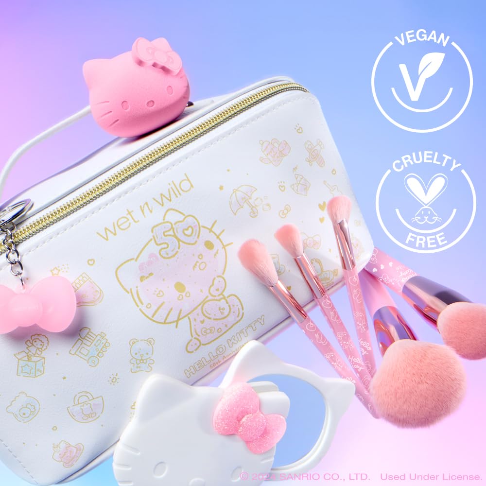 Unique wet n wild Hello Kitty Makeup Bag, Soft Pink Print, Cruelty-Free & Vegan