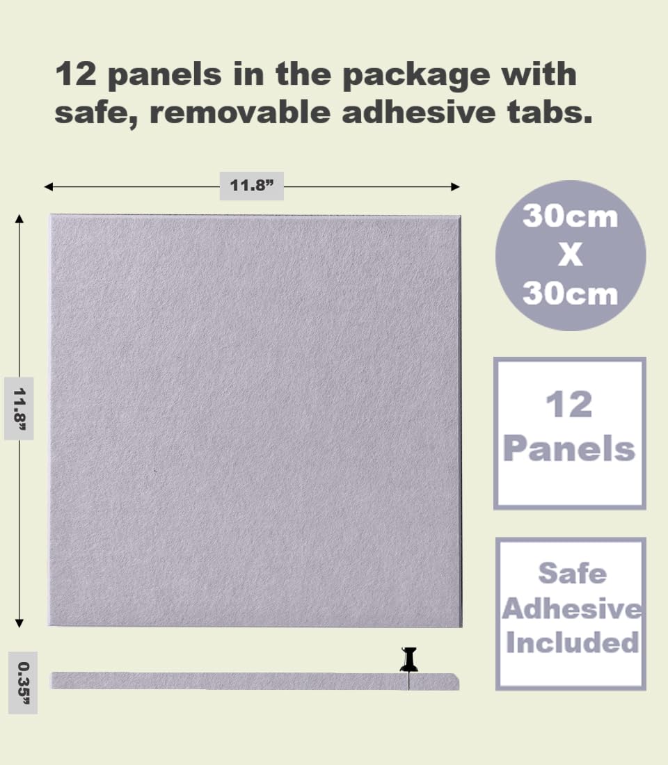 Large Cork Board Alternative - Felt Wall Tiles with Safe Removable Adhesive Tabs, Cork Wall Tiles Cork Board 47"x35" 12 Pack