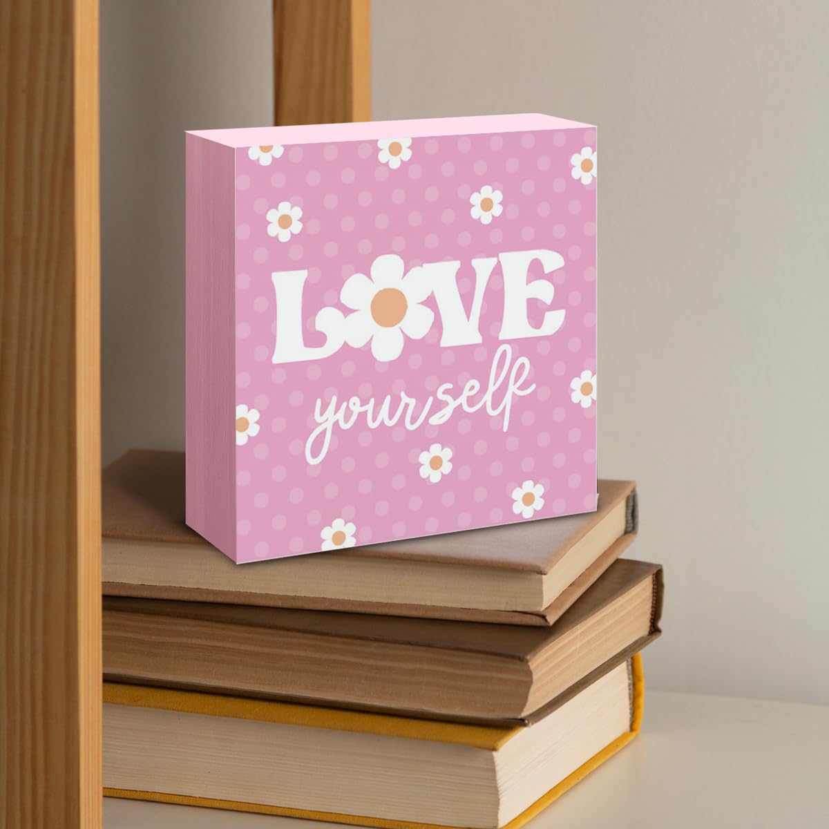 Pink Trend Wooden Block Sign Decor