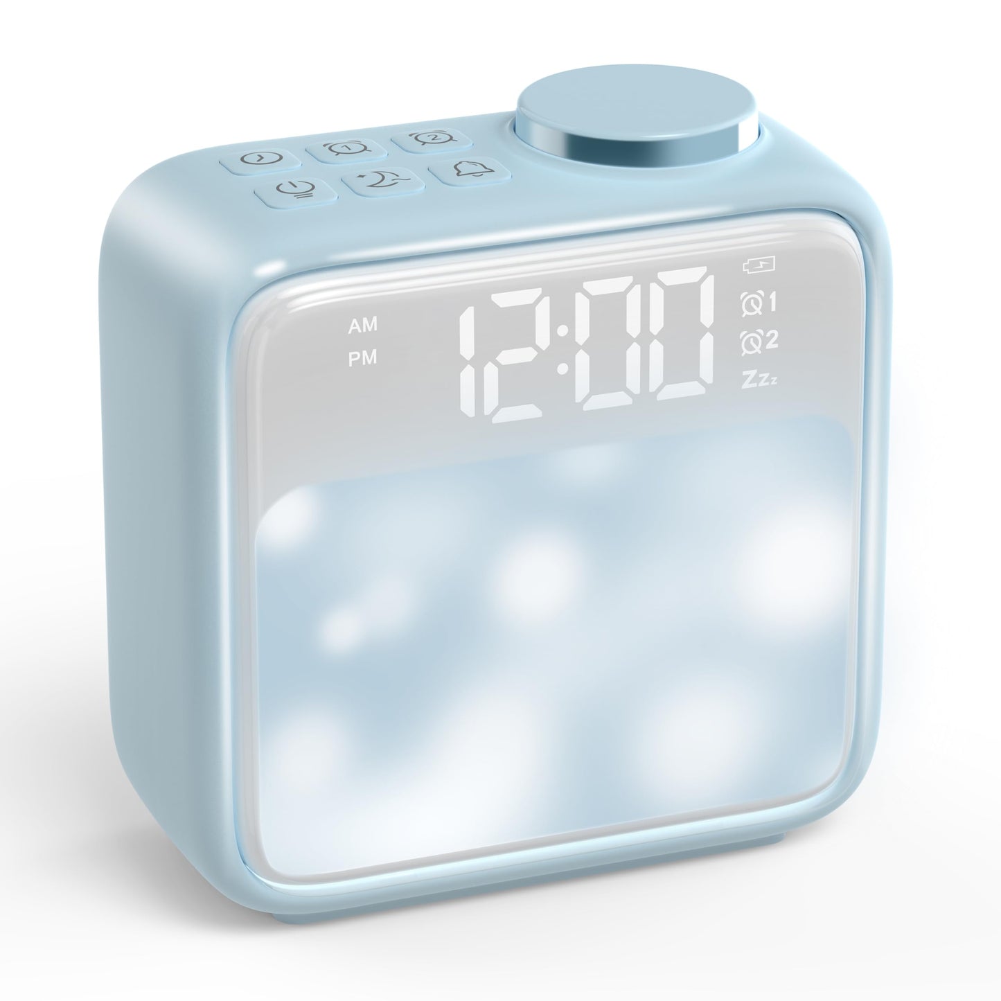 Rechargeable Alarm Clock with Night Light – Features Dual Alarms, Snooze Function, 6 Scene Simulations, and White Noise Sync