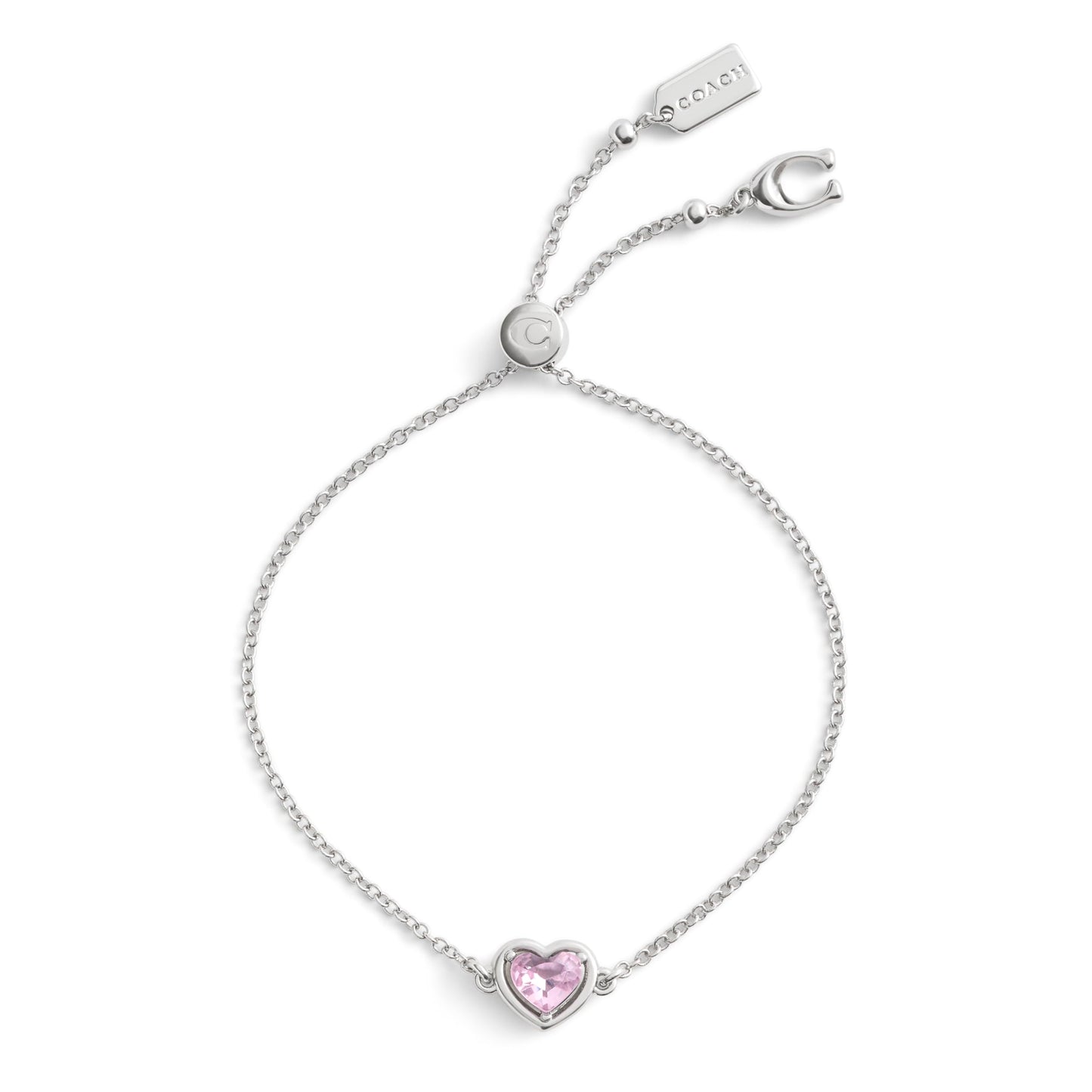 Coach Women's Halo Stone Heart Slider Bracelet