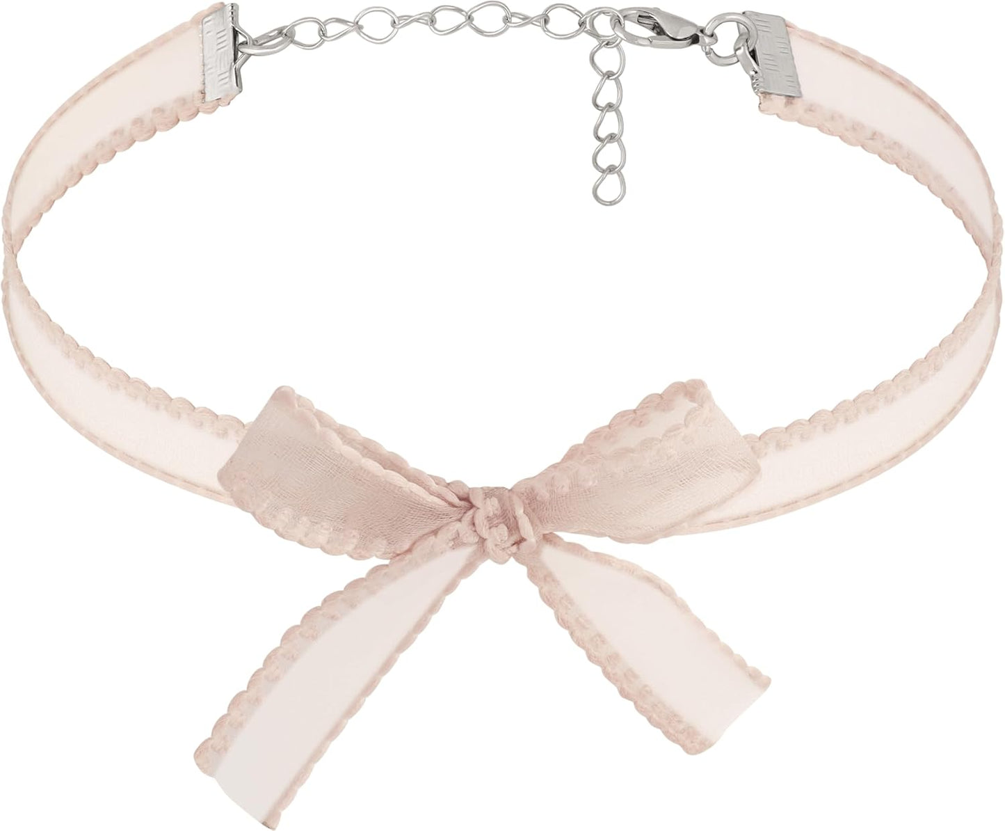 Pink Chiffon Bow Kawaii Coquette Choker Necklace