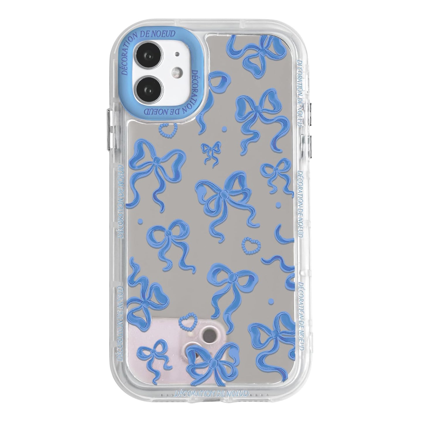 Cute Mirror Bow Love Heart Pattern -  Shockproof Silver Protective Phone Cover