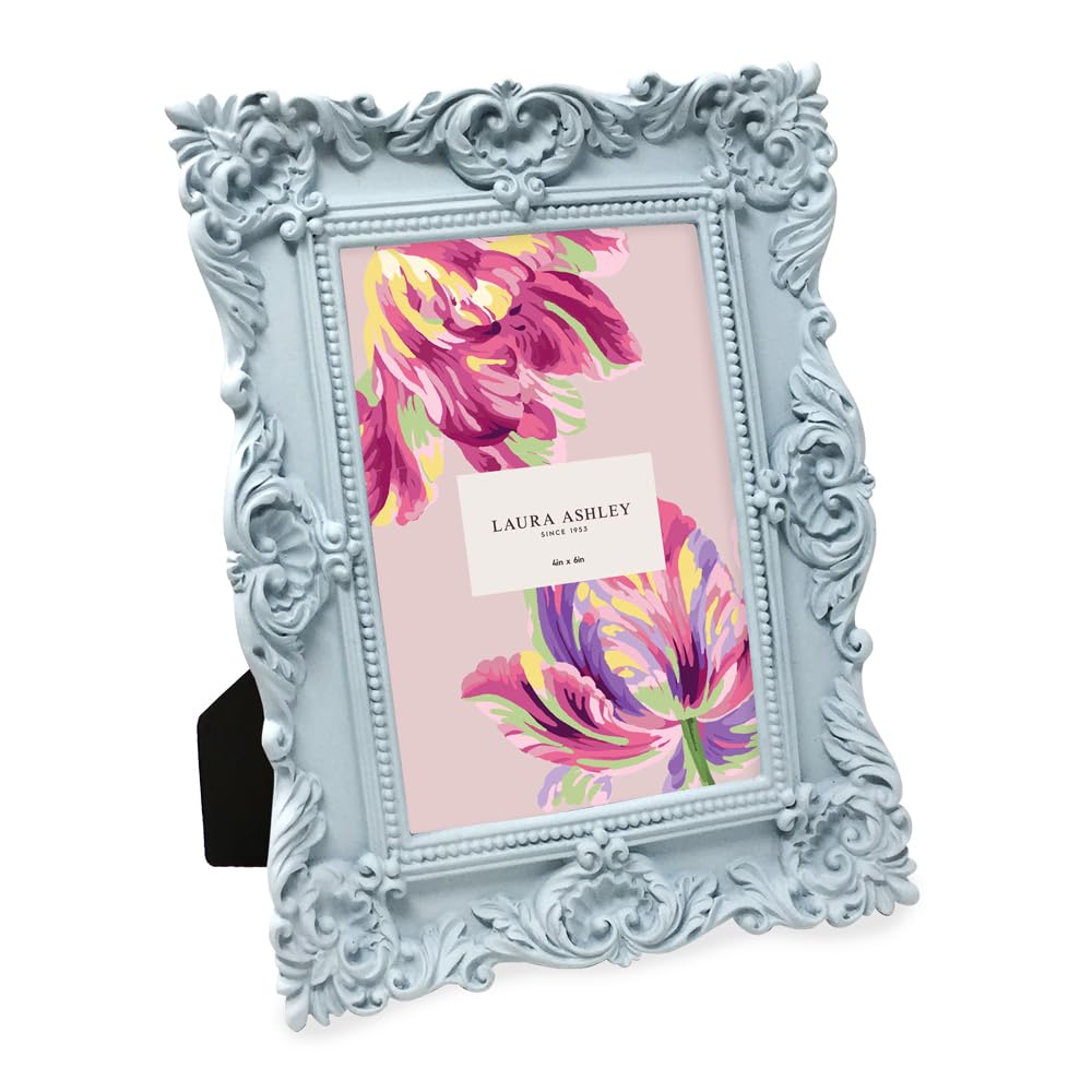 Laura Ashley 2x3 Ornate Resin Picture Frame – Handcrafted Floral Design with Easel for Tabletop and Wall Display